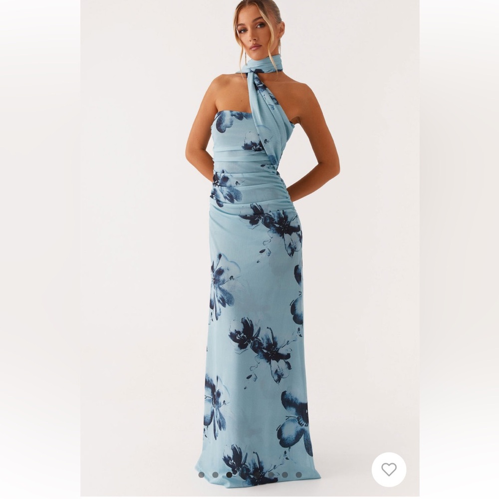 Peppermayo songbird maxi Blue Black Floral Dress